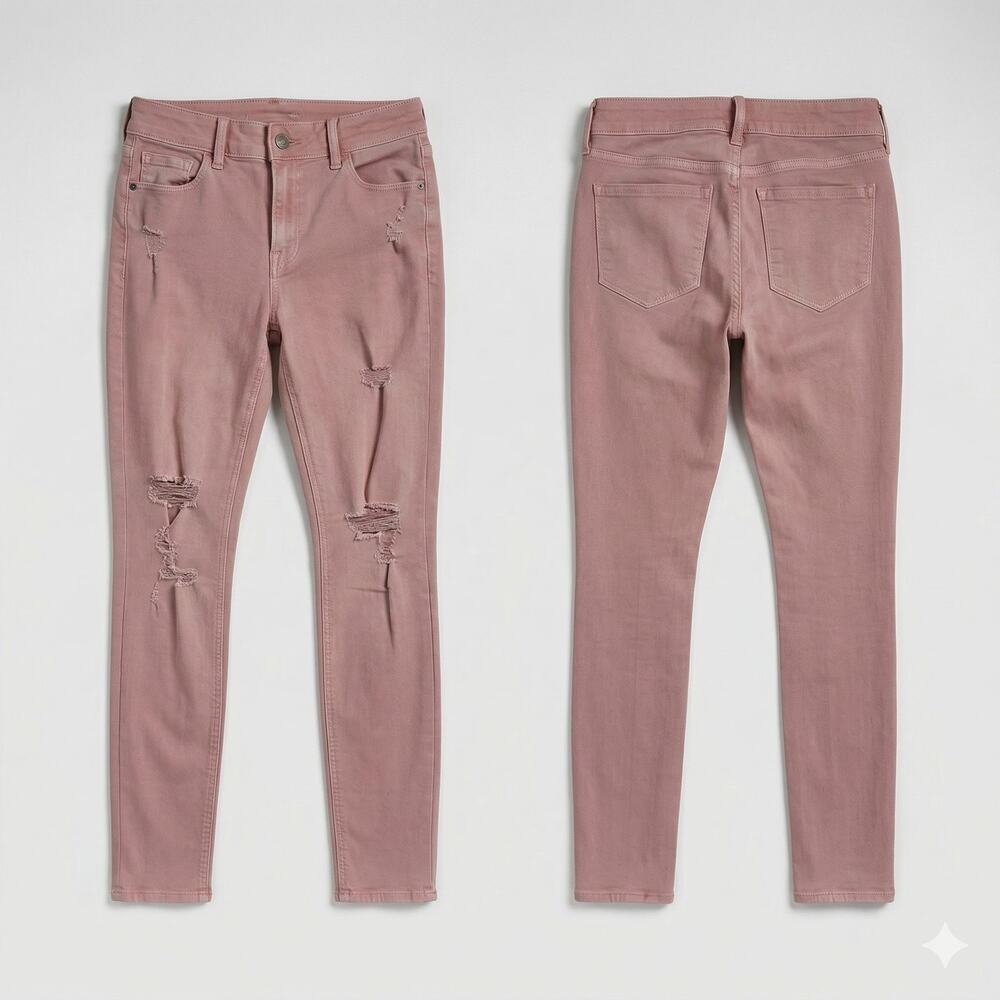 Old Navy Rockstar Size 6 Super Skinny Mid Rise Pink Distressed - Picture 8 of 10